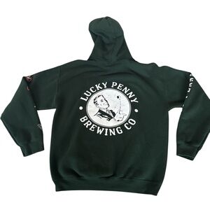 BREWING CO. Men's Green Hoodie Sweater Size medium Lucky Penny